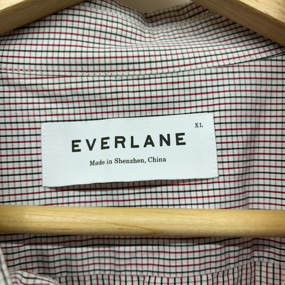 Everlane Long Sleeve Button Down Shirt Mens XL Cotton Striped Red Cream Preppy - Picture 7 of 8